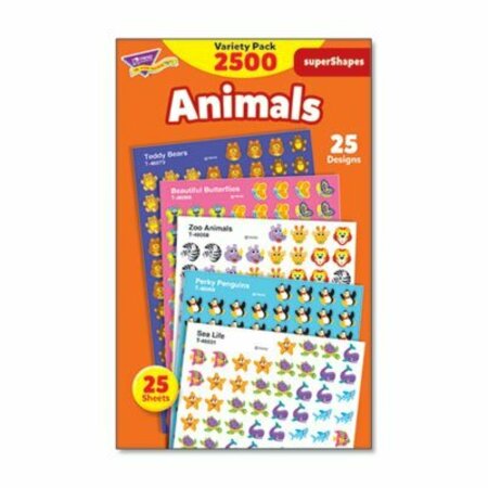 TRENDENTER TREND, SUPERSPOTS AND SUPERSHAPES STICKER PACKS, ANIMAL ANTICS, ASSORTED, 2500PK T46904